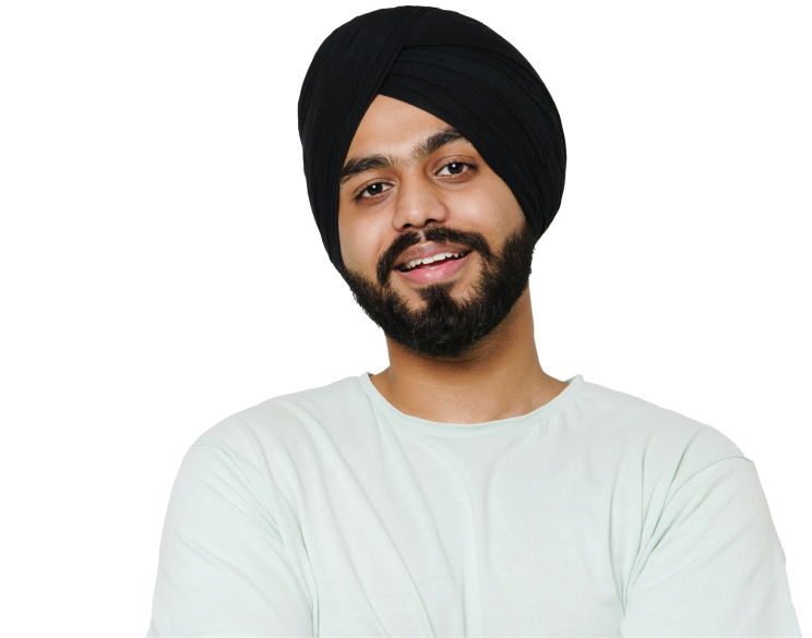IT services tests smiling person with white shirt and turban